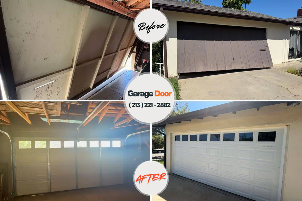 Before and after: garage door repair Watertown, TN